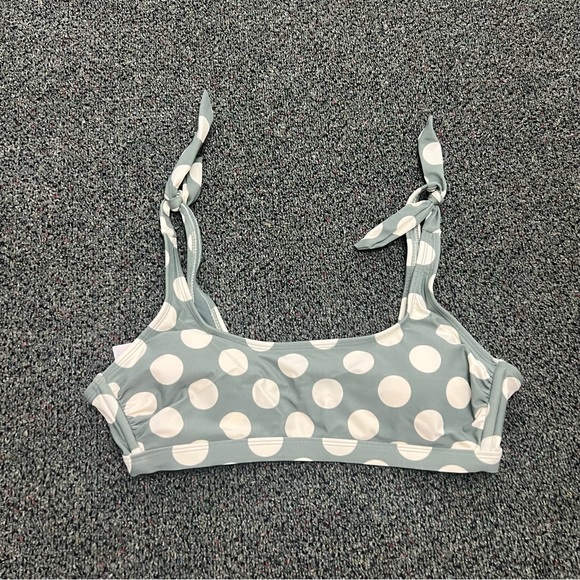 TARGET Green & White Polka Dot Bow Tie Shoulder Retro Bikini Top Removable Cup L - Picture 6 of 16